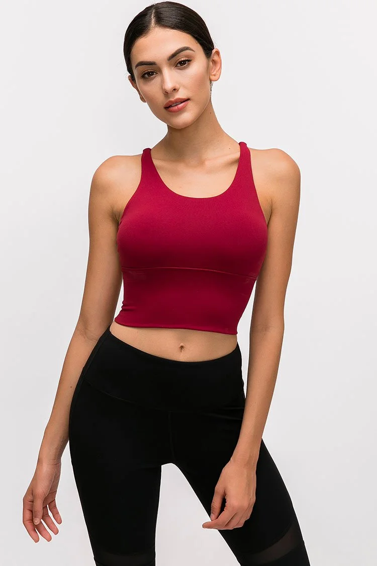 Cutout Cross Strappy Crop Top Sports Bra-elleschic