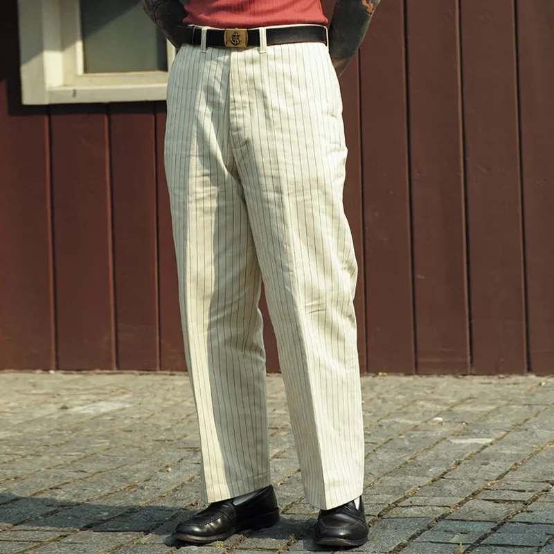 1940s-cut Loose High-rise Pinstriped Wide-leg Jeans