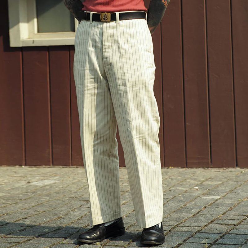 1940s-cut Loose High-rise Pinstriped Wide-leg Jeans
