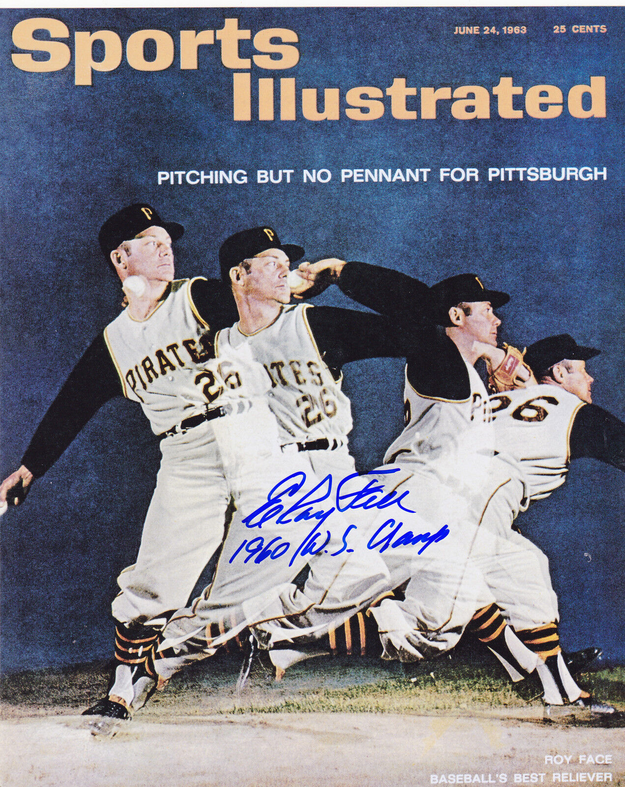 ELROY FACE PITTSBURGH PIRATES 1960 WS CHAMPS SPORTS ILLUSTRATED SIGNED 8x10