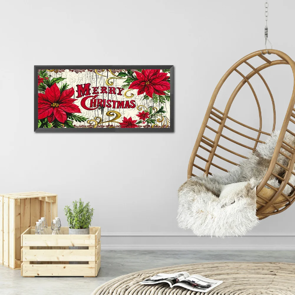 Diamond Painting - Full Round Drill - Christmas Flower(50*25cm)