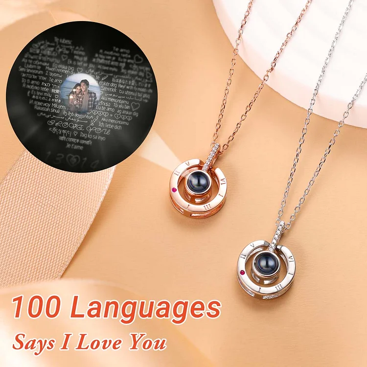 Photo Projection Necklace Custom 100 Languages I Love You Creative Necklace