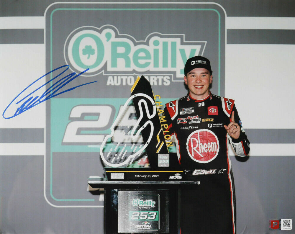 Exclusive Photo Poster painting 11x14 Christopher Bell's First Cup Win Signed NASCAR Daytona COA