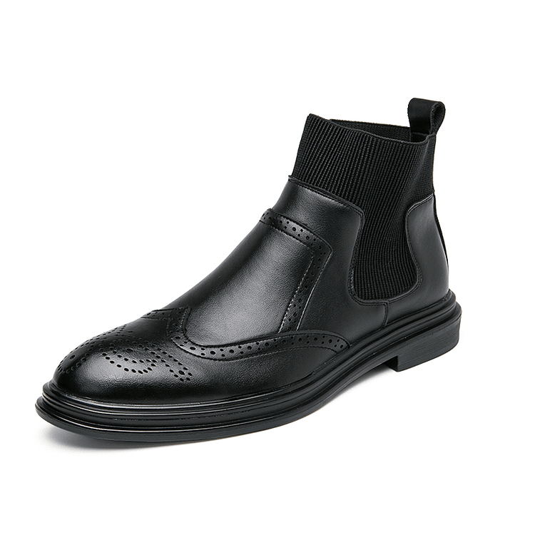 Kanyap-Men Brogue Comfy Elastic  on Chelsea Boots