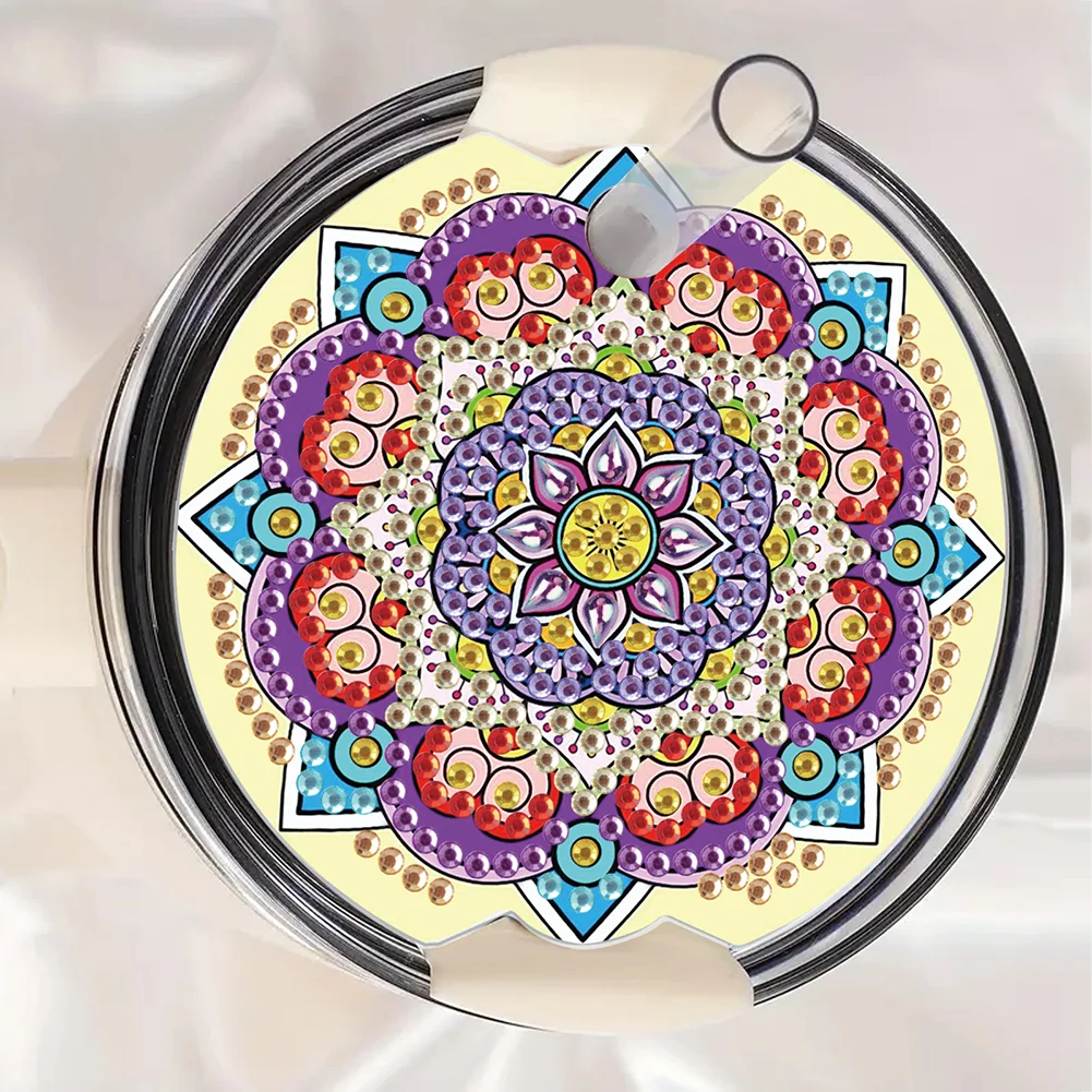 8pcs Mandala DIY Diamond Art Cup Lid Accessories Bling Tumbler Lid Plate