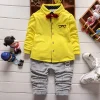 Kid Baby Boy Autumn Bow Tie Cotton Cardigan Two Piece Suit Sets