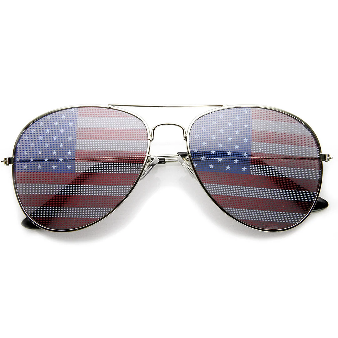 American Flag USA Classic Teardrop Metal Aviator glasses