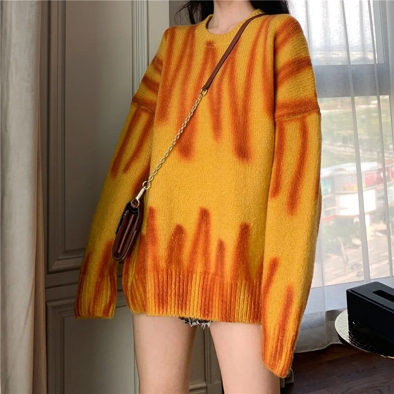Knitted Sweaters Women Oversize Pullovers Winter Tops Female Casual Long Jumpers Ladies Pull Femme Y2K Strpied Sweaters