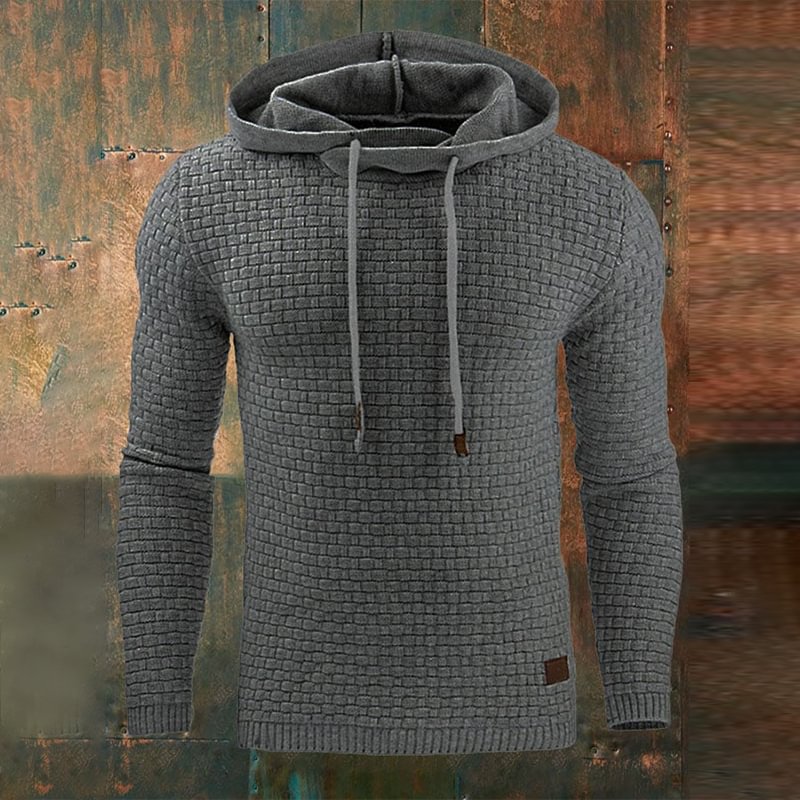 Solid Color Waffle Hooded Sweatshirt