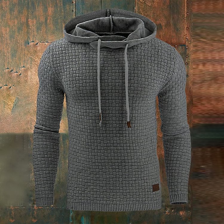 BrosWear Solid Color Waffle Hooded Sweatshirt