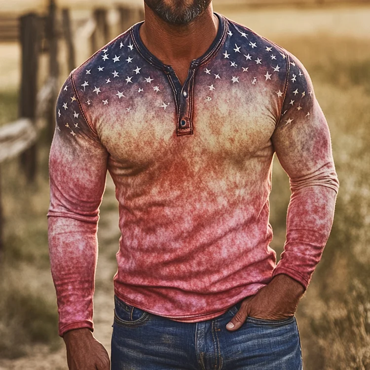 Men's US 250th Anniversary Long-Sleeve Henley Shirt socialshop