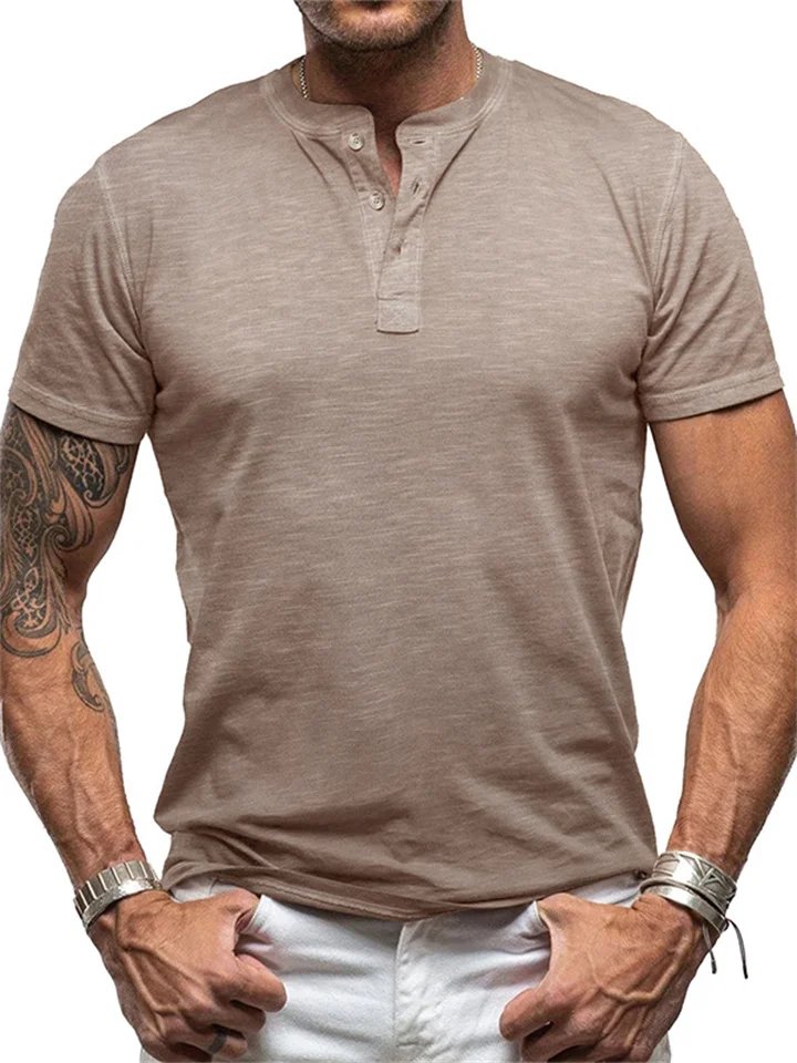 Summer New Men's Solid Color Round Neck Short-sleeved T-shirt Slim Type American T-shirt