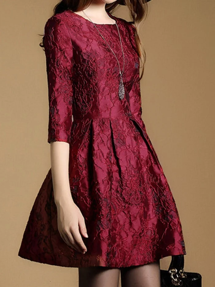 Fashion Long Sleeve Jacquard Dress