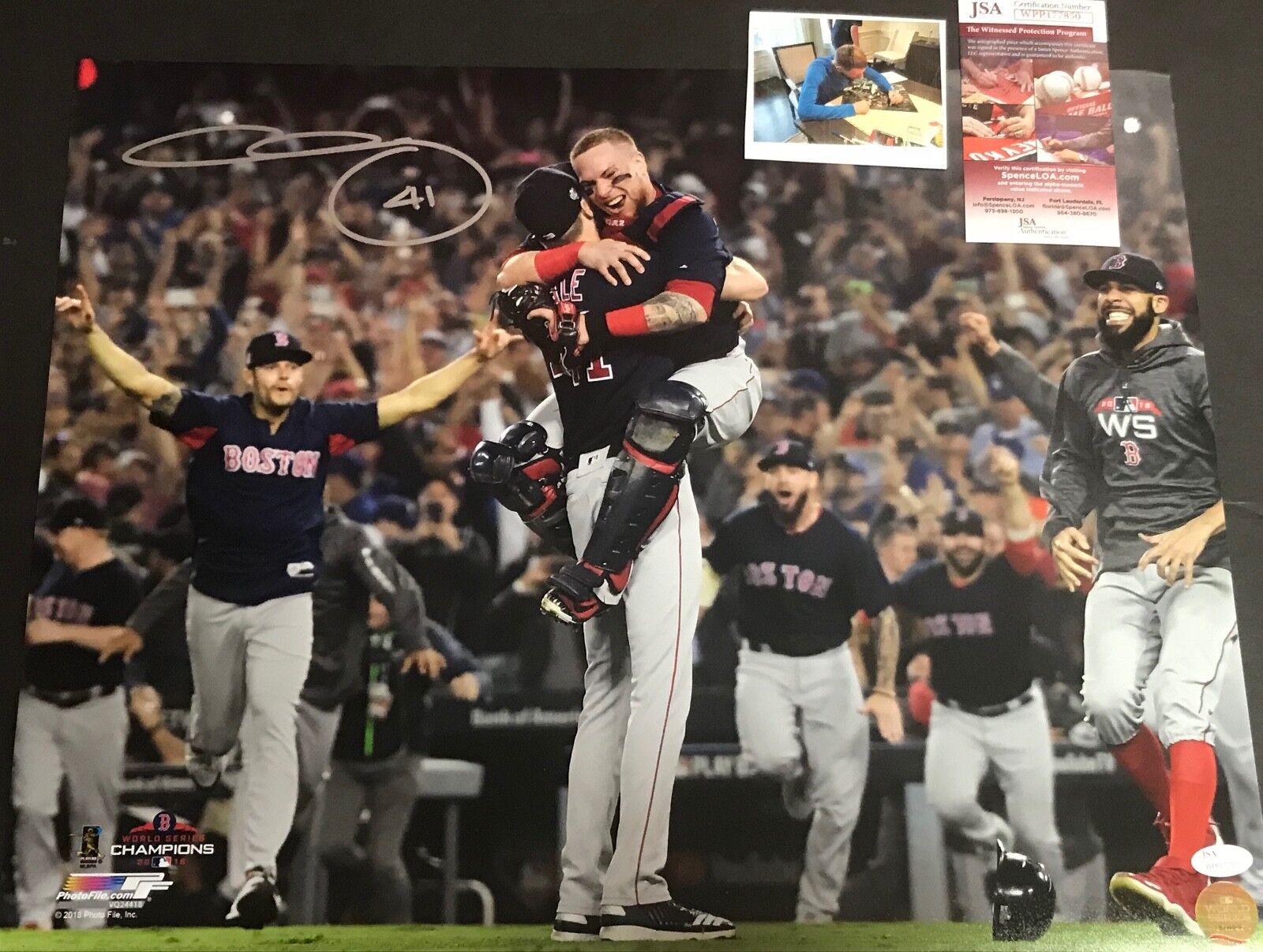 Chris Sale Red Sox 2018 World Series Signed 16x20 Photo Poster painting JSA WITNESS COA D