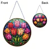 (US Only)Tulips 2D Flat DIY Diamond Art Sun Catcher Hanging Diamond Art Pendant Decor
