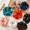8PCS Satin Plain Colors Hair Band Scrunchie