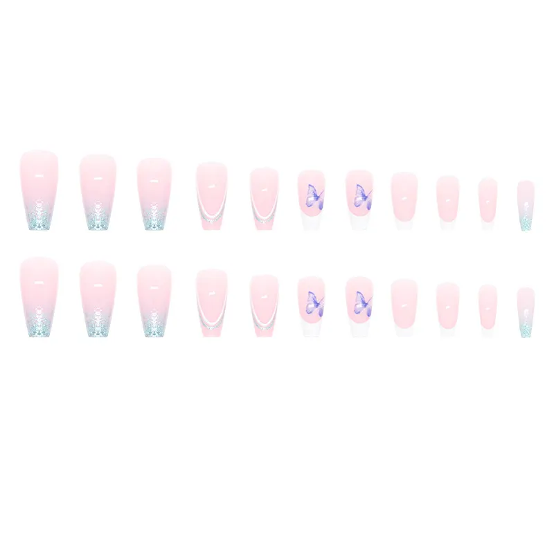 Churchf Churchf Butterfly Flash Pink Nail In The Long Ins Wind Ballet Nail Pink Tender Flash French Sweet And Gentle Wear