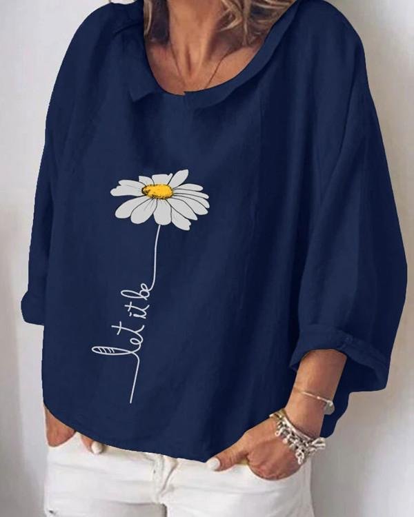 Fashion Flower Print Long Sleeve Shirt
