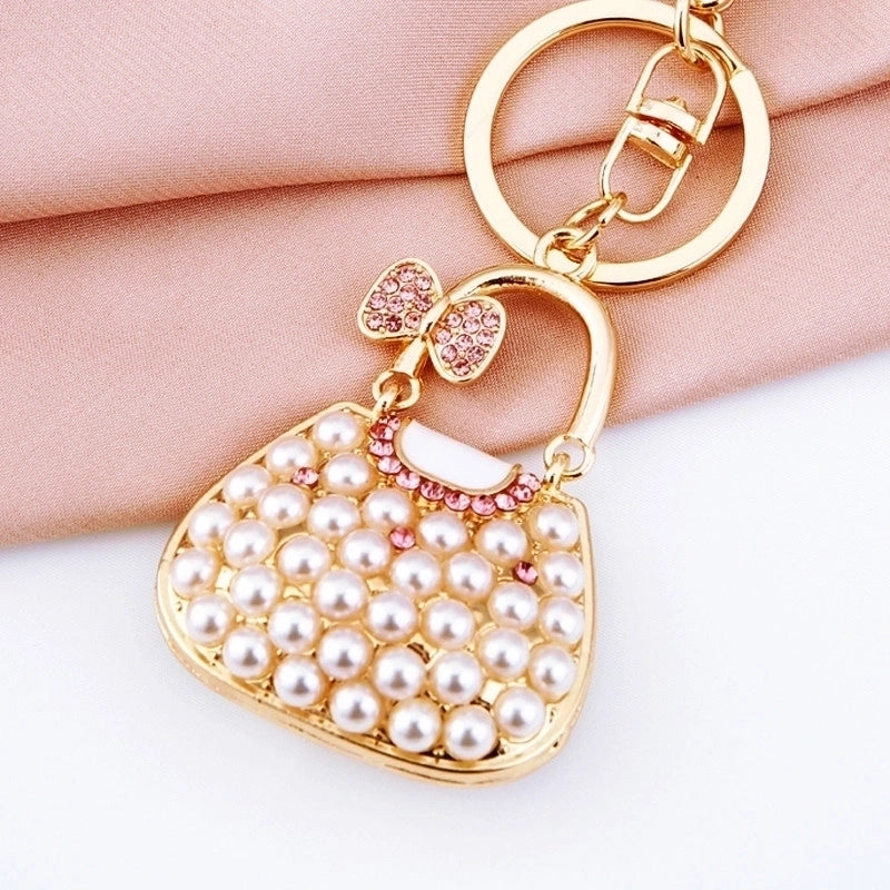 Elegant Korean Style Bag Metal Inlay Rhinestones Women’s Bag Pendant Keychain