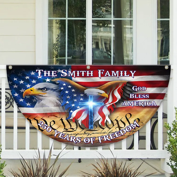 Personalized 250 Years of Freedom America Flag 250 Years God Bless America Flag, Patriotic 1776-2026 Freedom Non-Pleated Fan Flag