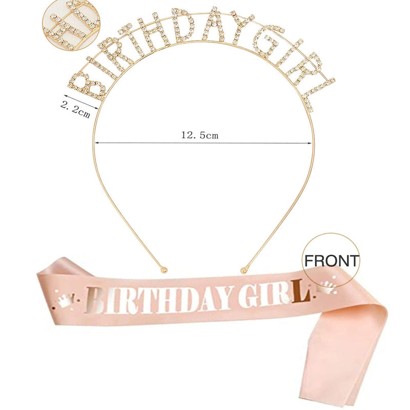 Hot Sale Champagne Birthday Shoulder Strap Crown Set 16 18 21 30 40 50 60 70 80 Headband
