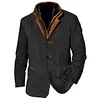 Plus Size Men Vintage Fleece Suede Blazer Double Layer Lapel Fur Leather Collar Medium Length Coats by Inlyline