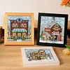 (4pcs) Christmas House - 14CT Stamped Cross Stitch 15*17cm(Brand)