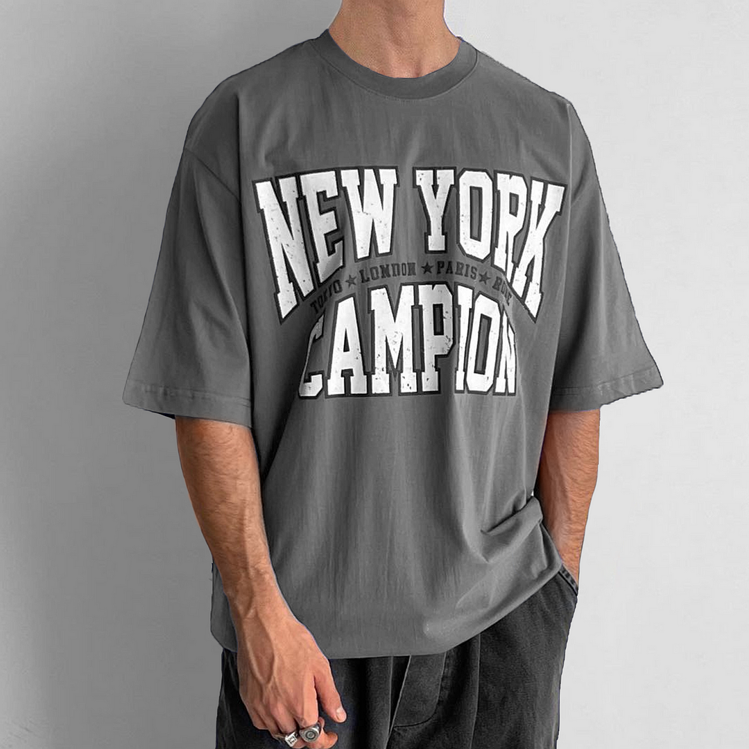 Men's Vintage New York Campion Heat Transfer Printing T-Shirt