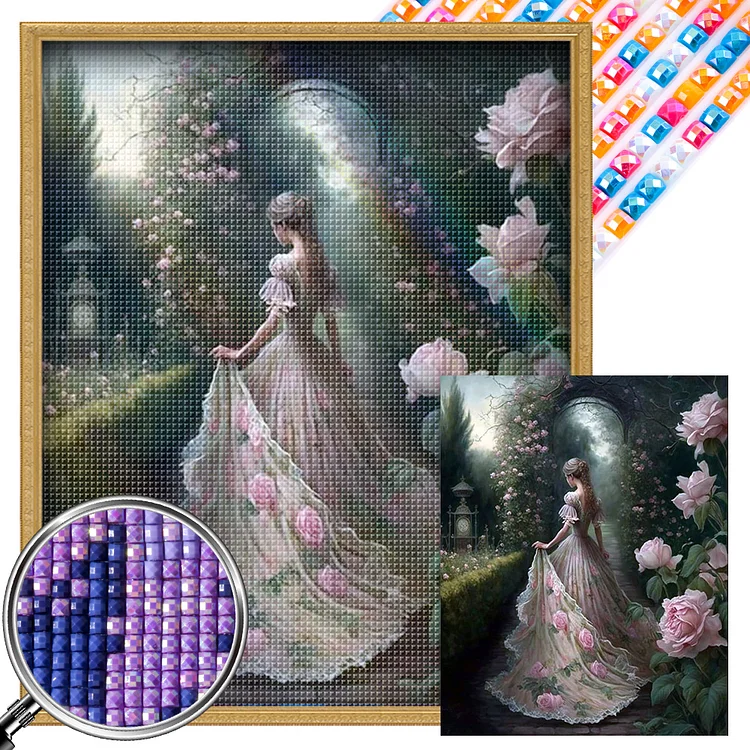 Garden Lady 40*50CM (Canvas) Full AB Square Drill Diamond Painting gbfke