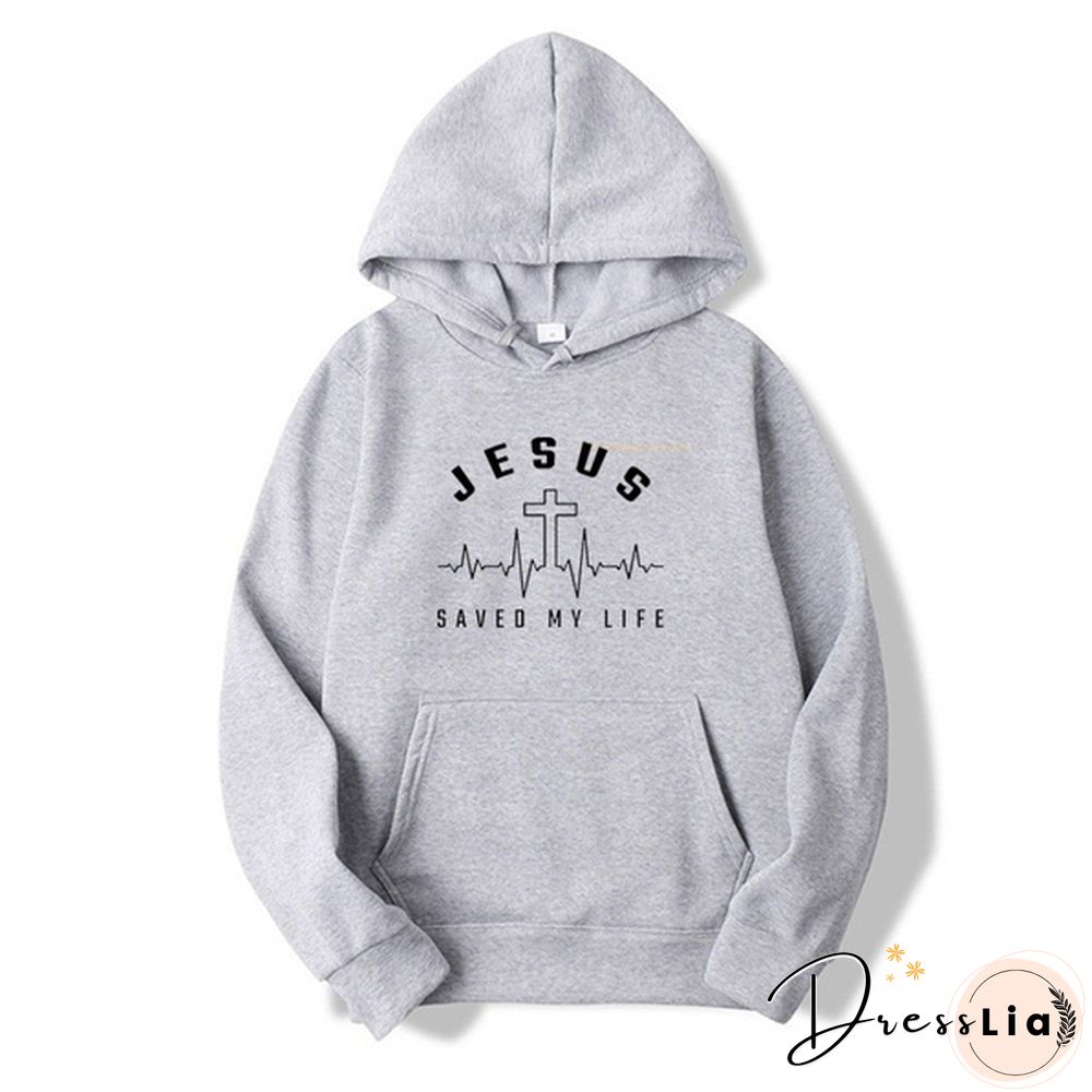 Funny Jesus Saved Life Hooded Coat Fashion Casual Hoodie Long Sleeve Sweatshirt Top