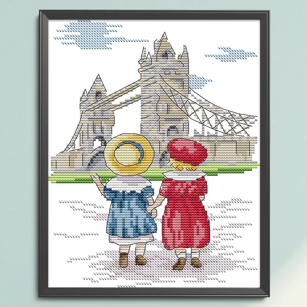 DIY Stamped Cross Stitch 14CT Partial Embroidery 19*27cm - See The Eiffel Tower