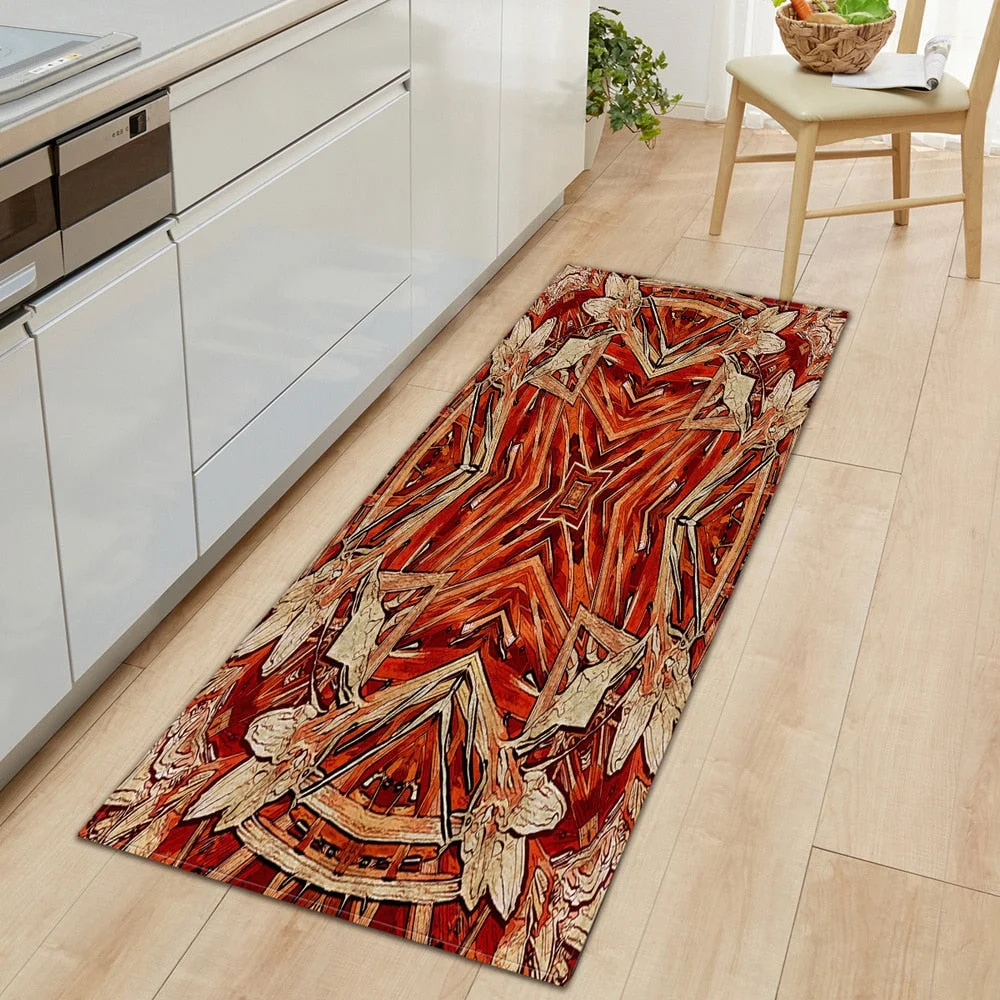 Nordic Kitchen Mat Entrance Doormat Home Geometric Floor Mat Bedroom Decoration Hallway Long Strip Carpet Bathroom Anti-Slip Rug