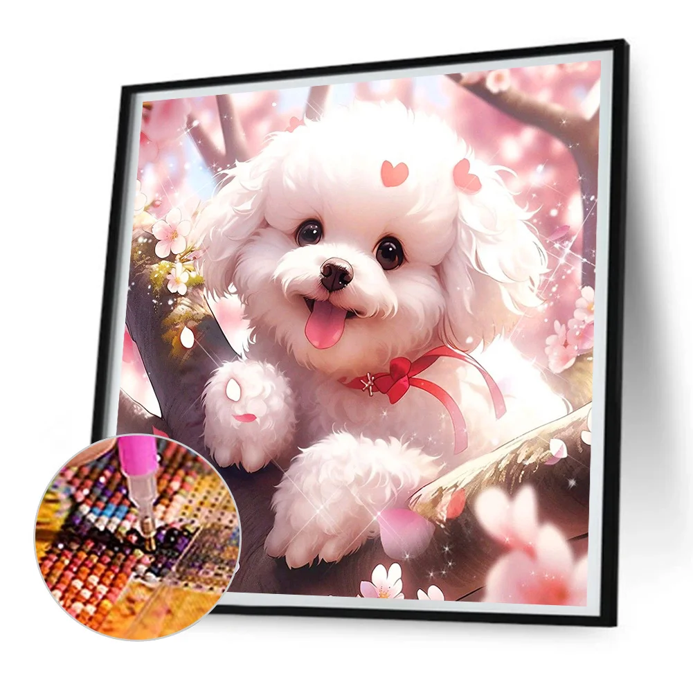 Diamond Painting - Full Round Drill - Flower Dog(Canvas|30*30cm)