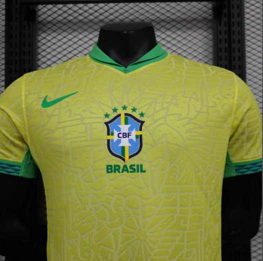 2024 Brazil Home Player Version Men's Football T-Shirt