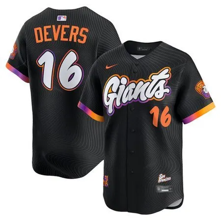 Men's San Francisco Giants #16 Rafael Devers  Black 2025 City Connect Limited Player Jersey