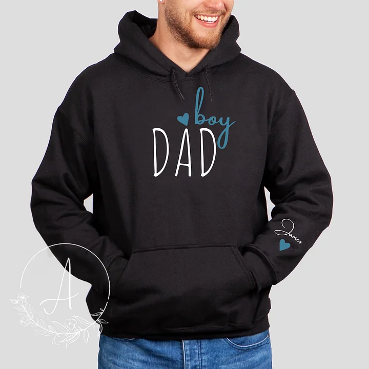 Custom Boy Dad Sweatshirt with Kid Name, Personalized Dad Of Boys Hoodie