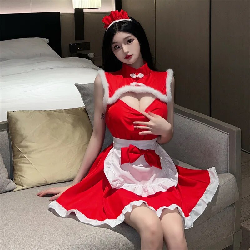 [Wetrose] In Stock Christmas Maid Cosplay Costume Girl Santa New Year Sexy Lingerie