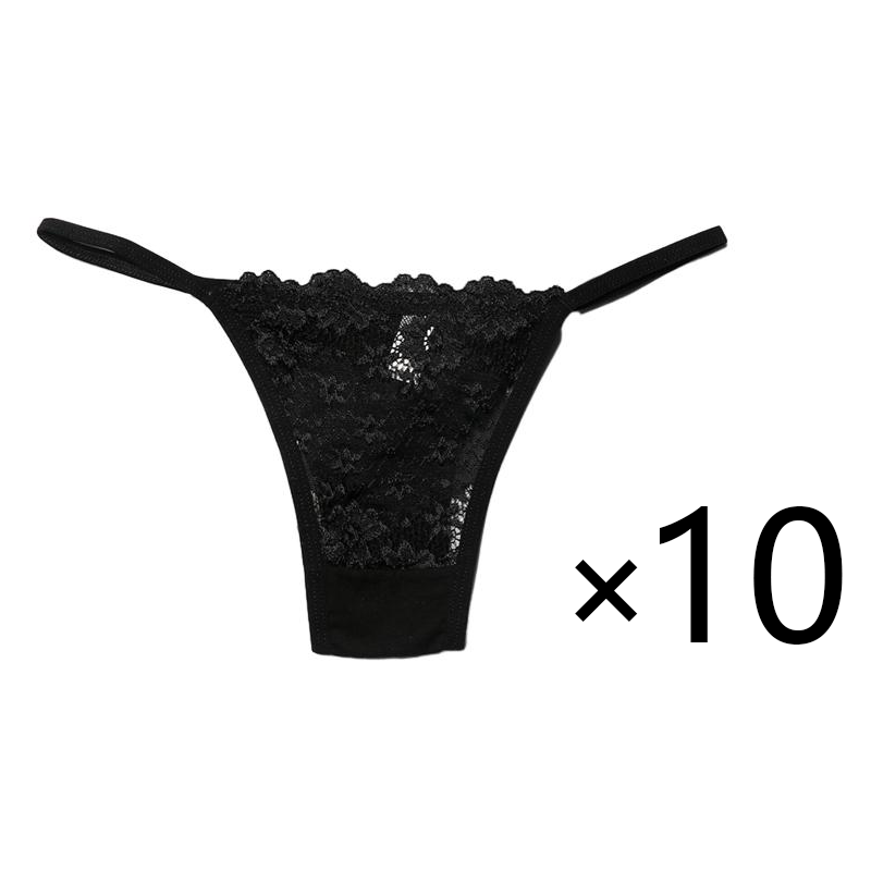 Kissbake 10PCS/SET Women's Lace Panties Ladies Sexy Cotton Underwear Female Thong Hollow Out Low Waist Lingerie Seamless G-String