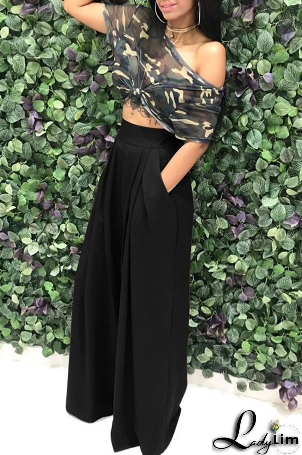 Coffee Fashion Casual Solid Patchwork Regular High Waist Conventional Solid Color Bottoms