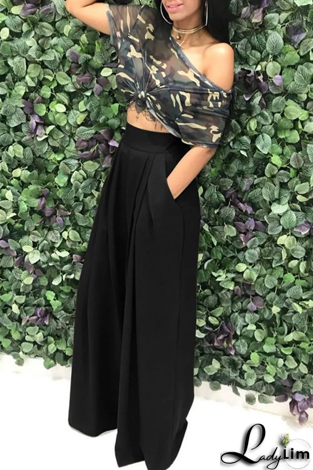 Coffee Fashion Casual Solid Patchwork Regular High Waist Conventional Solid Color Bottoms
