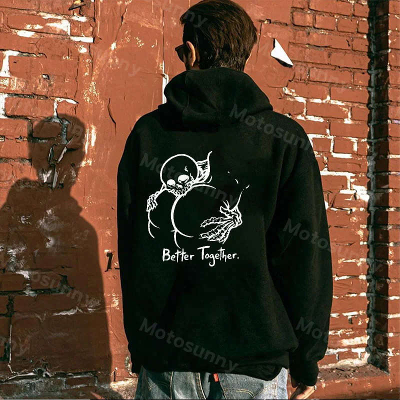 Better Together Casual Graphic Black Print Hoodie