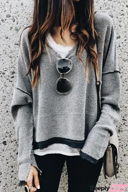 On Knit V Neck Pullover Sweater