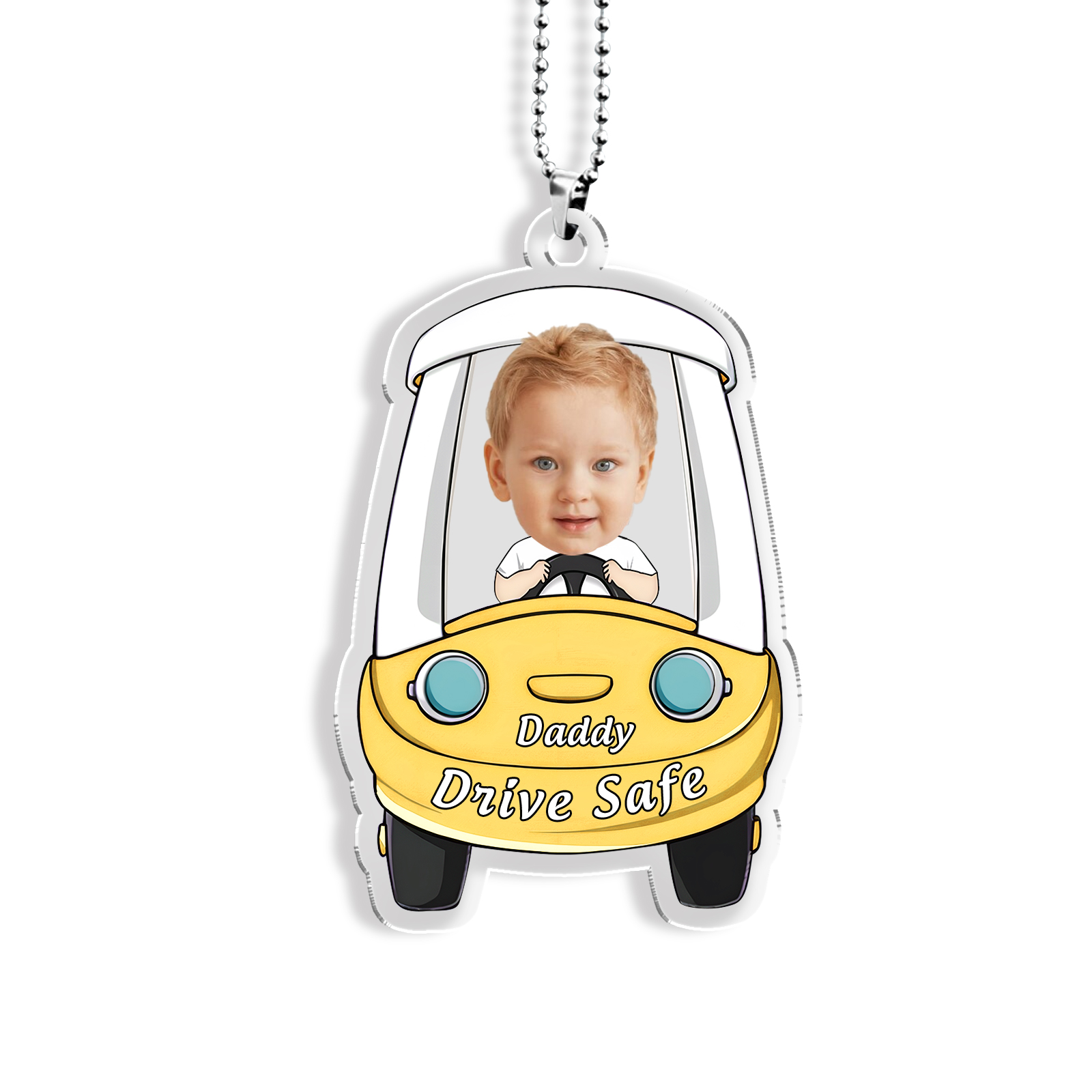 Personalised Car Acrylic Hanging Ornament Custom Photo & Text & Name Keychain Pedant Gift for Family-Jessemade AU