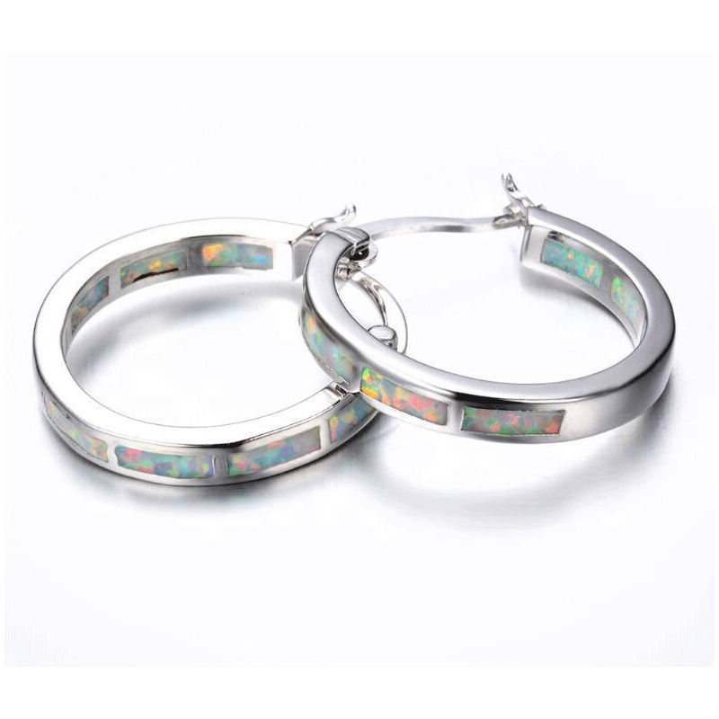 Fashion White Alloy Opal Round Colored Earrings 2024 - Flycurvy 