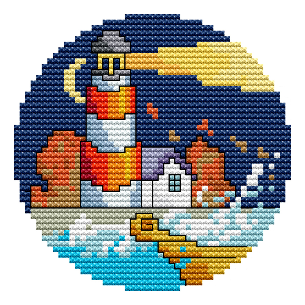 

Seaside Autumn - 14CT Stamped Cross Stitch - 16*16CM, 501 Original