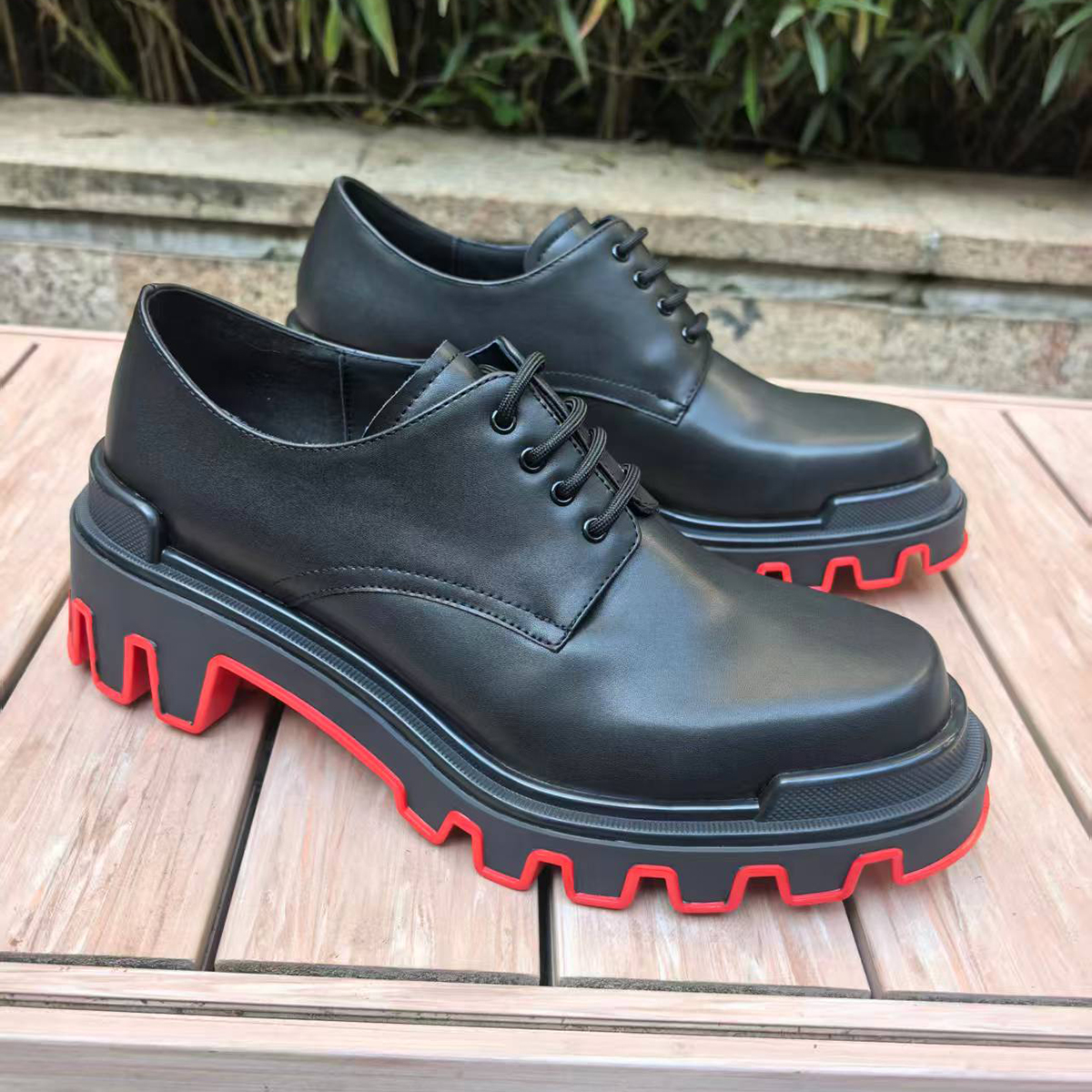 Merumote 30mm Gentleman's Oxford Shoes Wavy Red bottom Classic Formal Shoes-MERUMOTE