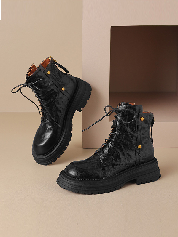 Retro Soft Leather Martin Boots hjn Shicloths