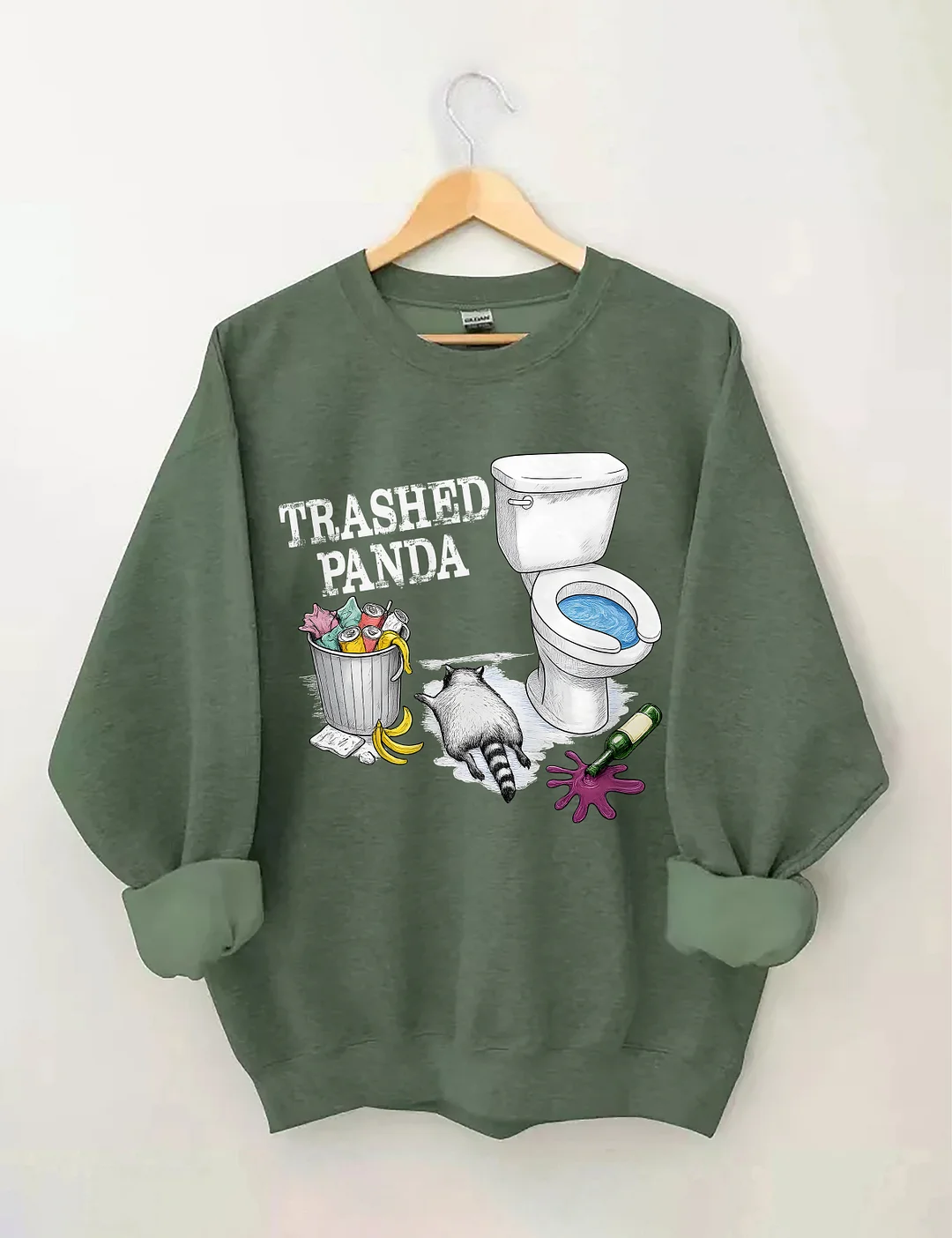 Trashed Panda Funny Drunk Raccoon Sweatshirt