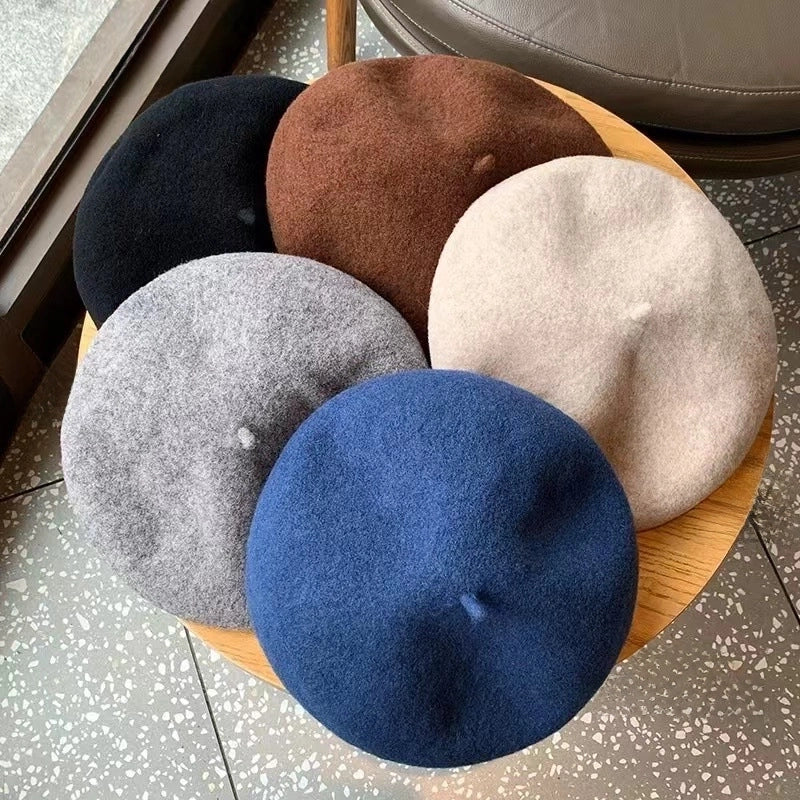 High Quality/Australian Wool Beret Not Easy To Pill Korean Style Solid Color Retro Painter Hat Girl/good Style