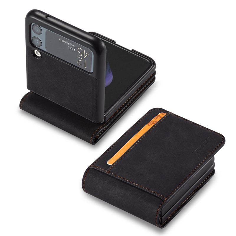 2022 New Luxury Leather Card Slot Soft TPU Case for Samsung Galaxy Z Flip 3 4 5G